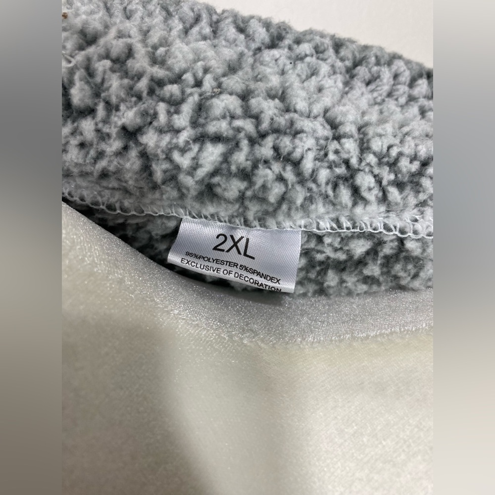 XX-Large Women’s Gray Black Thin Zip-Up Sherpa Vest w/ Two Front Pockets - Picture 6 of 6